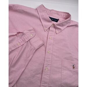 Ralph Lauren Shirt Mens 4XLT 100% Linen Pink Long Sleeve Button Down Preppy